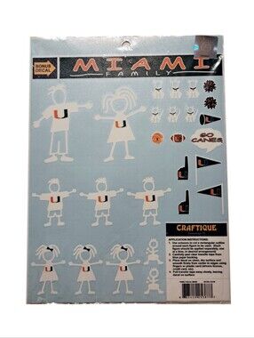 4/$15 🌻 NWT Miami Hurricanes Family Car Decal Sticker Sheet